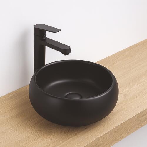 Vasque ronde à poser SORA en céramique Ø36 x h.12 cm - Noir mat